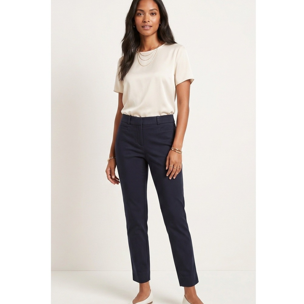 Banana Republic Sloan Navy Blue Slim Fit Bi-Stretch Pants Womens Size 4 Office